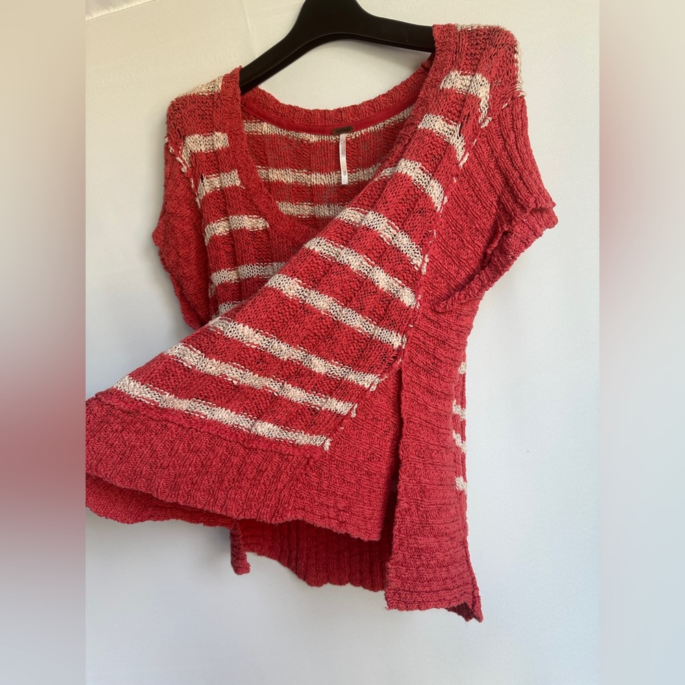 Free People 100% Cotton Striped Pullover Sweater XS